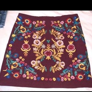 💫 Altard State Maroon Mila Embroidered Mini Skirt